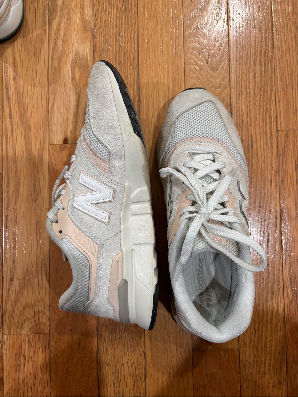 New Balance Women's Lace-Up Sneakers in Light Gray and Pale Pink